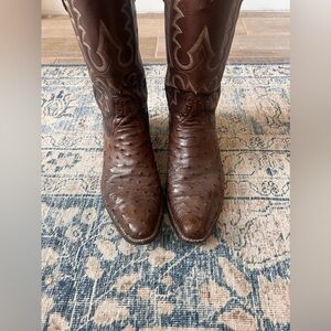Rios of Mercedes Full Quill Ostrich Cowboy Boots – Brown – Mens 10.5C